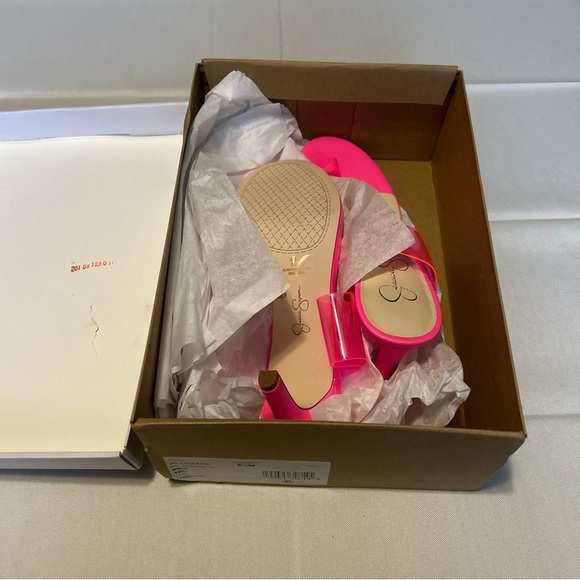 NEW Jessica Simpson Lissah 2 Neon Pink Clear Toe-Loop Slide Heel Size 8.5M - Picture 7 of 9